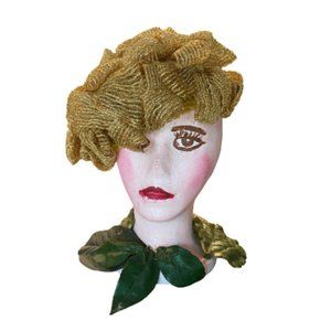 1950s Vintage Gold Ribbon Hat